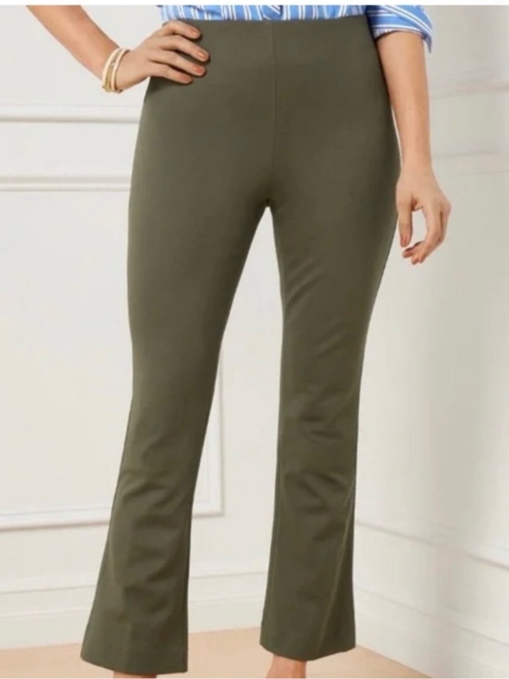New Talbots Montauk Pants Flare Ankle High Waist Green